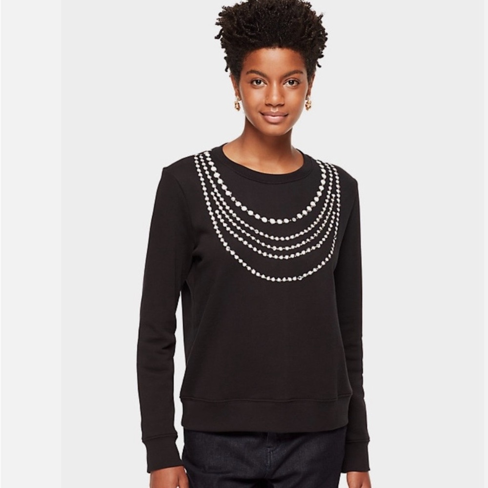 kate spade Black Sweater with White Beaded Design